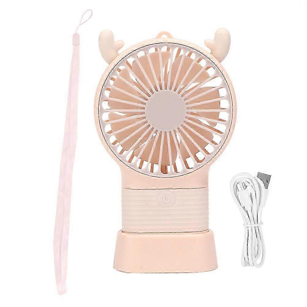 Cute Deer Shape Portable Desktop & Handheld Fan with 3 Speed Wind Adjustment - USB Rechargeable Personal Fan for Home & Office
