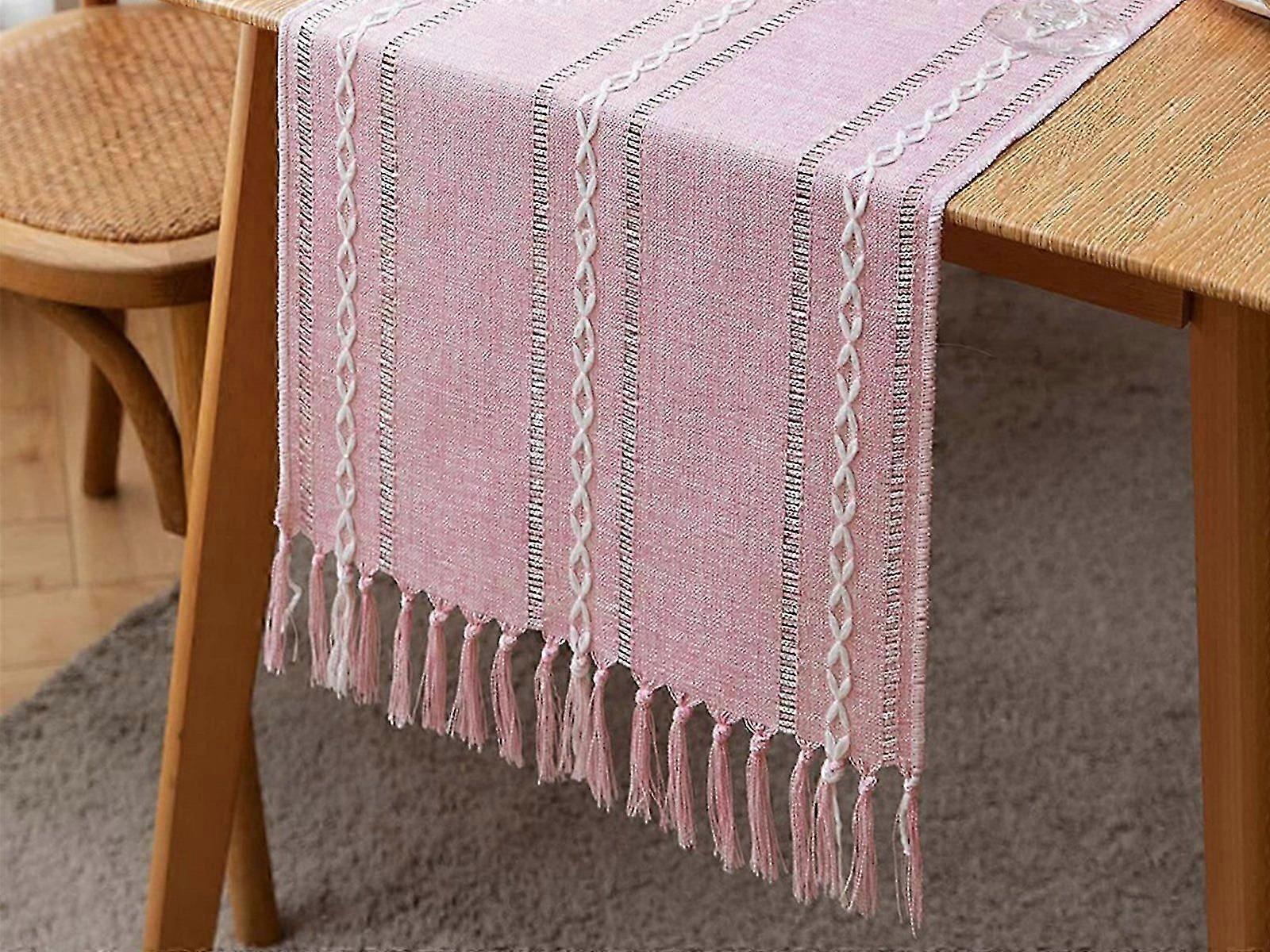 33x200cm Linen Table Runner Farmhouse Table Runner Pink