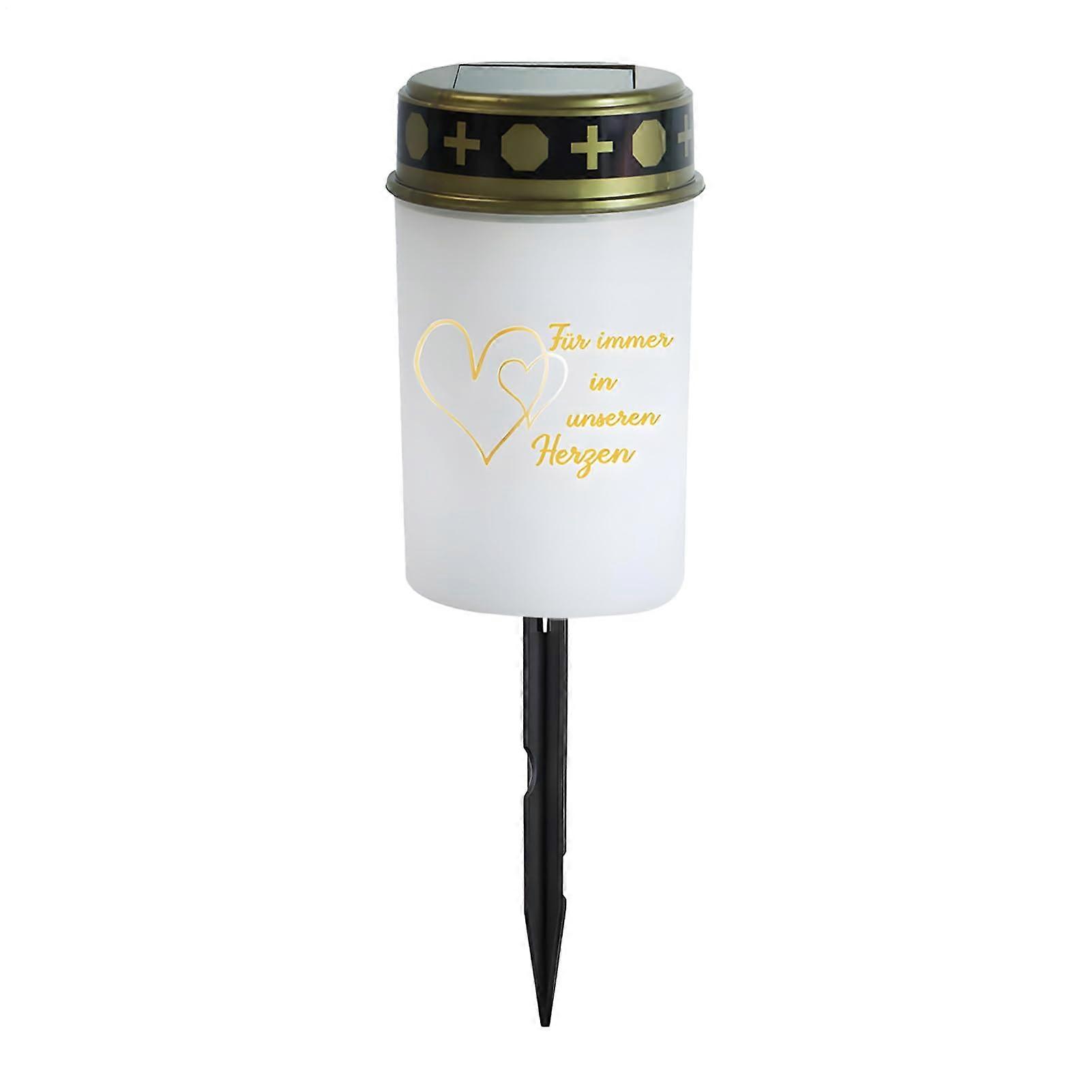 LED standing lantern for gravesite, pathway lighting, backyard, mourning decoration, white heart shape.
