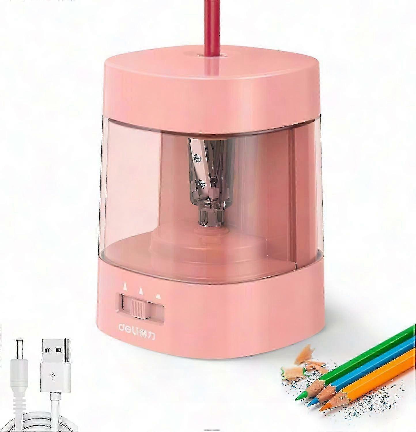 Automatic Electric Pencil Sharpener for No.2 & Colored Pencils, Pink Deli Sharpener
