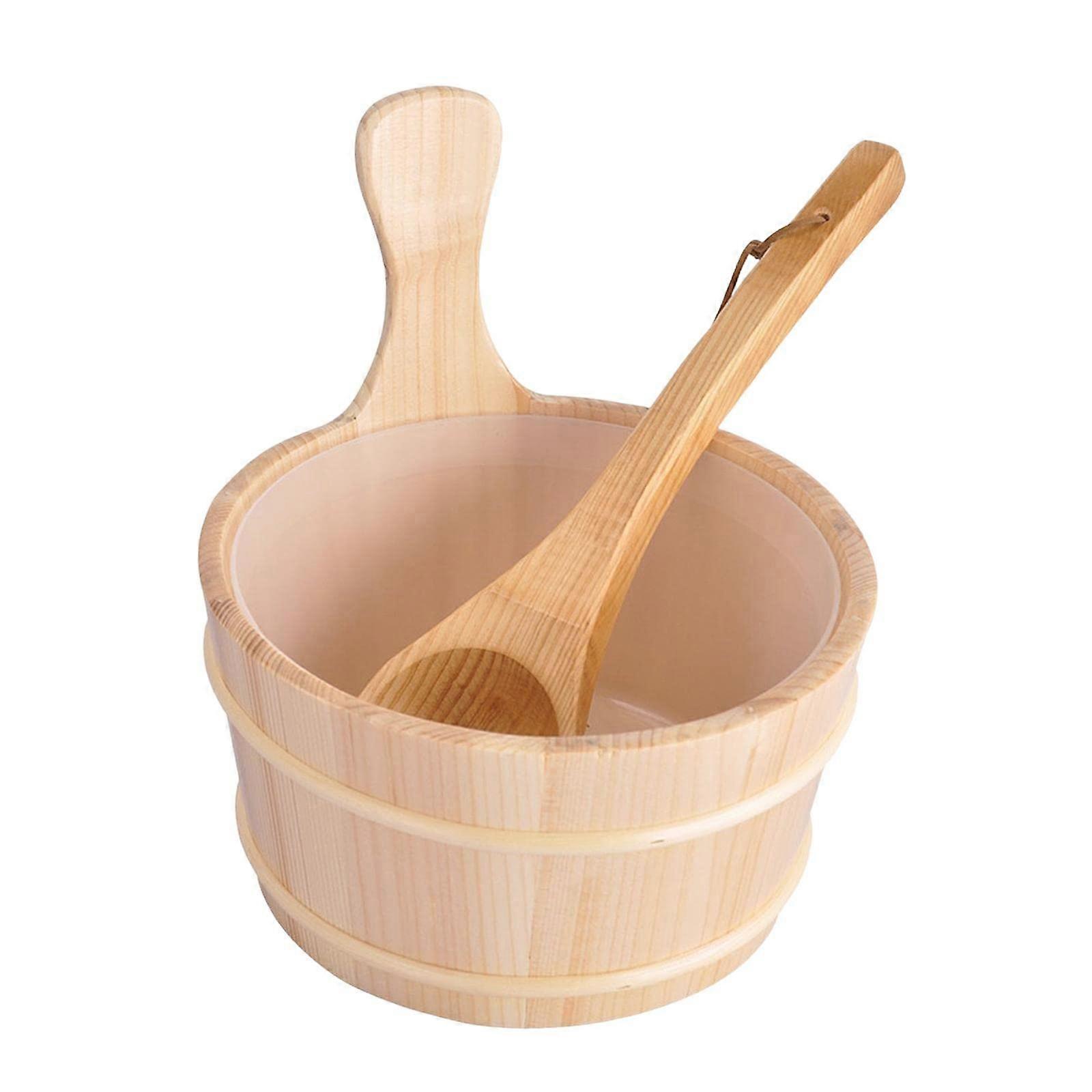 4L Large Capacity Wooden Sauna Barrel Equipped and Ladle for Sauna Bath Spa