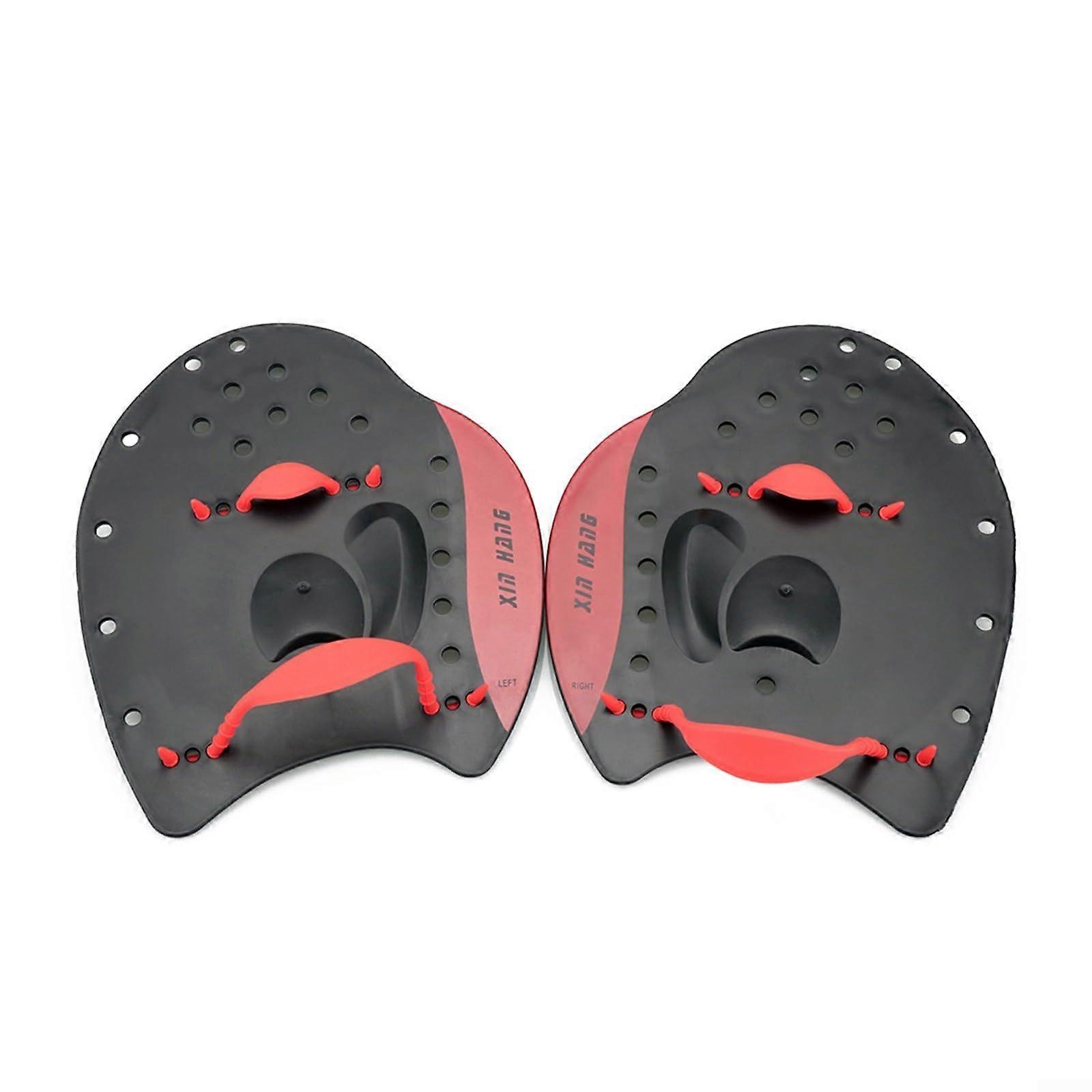 Adjustable hand paddles for swimming to increase resistance and improve performance, M red