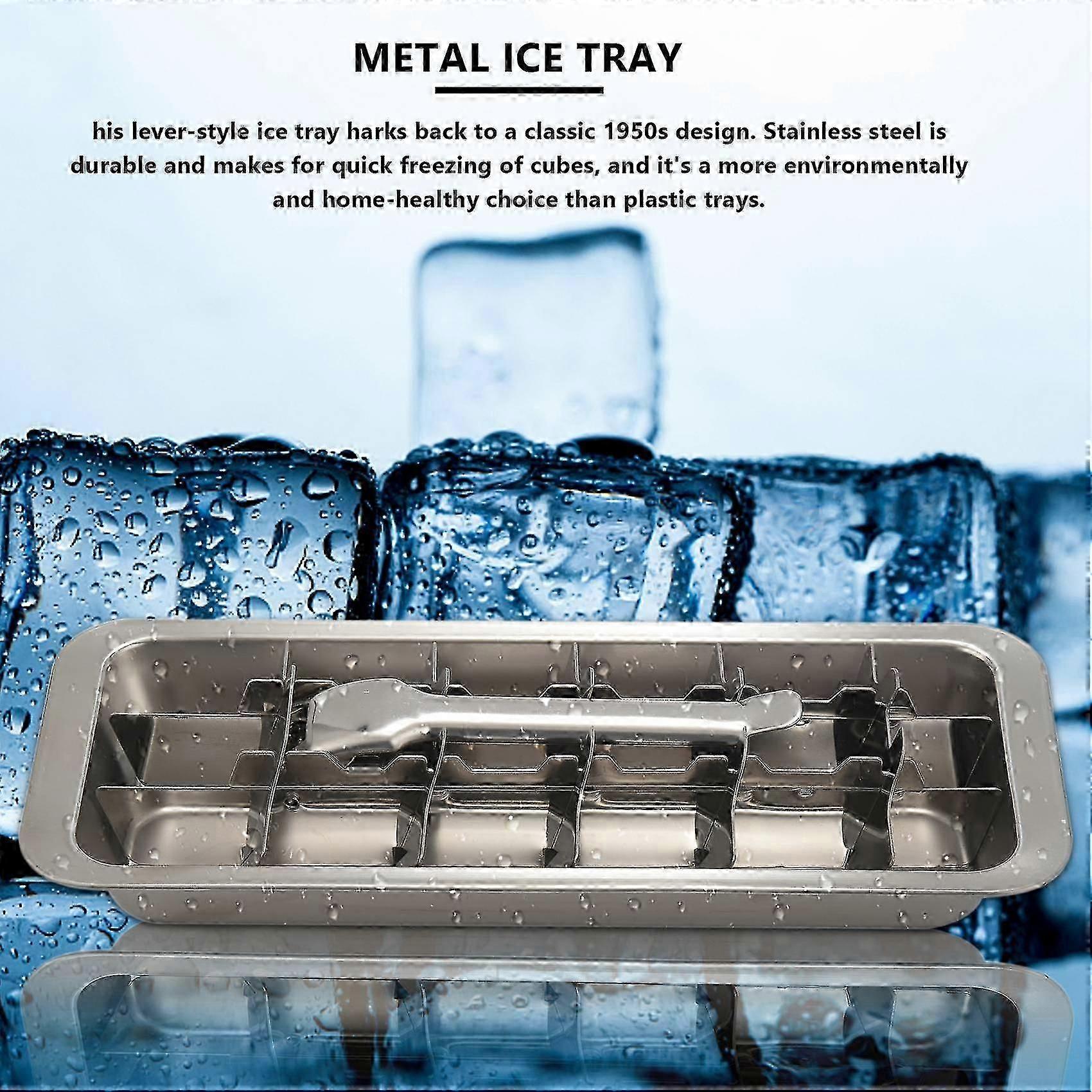 Lever-style Ice Tray, 2 In 1 Stainless Steel Ice Making Mold And Ice Cracker