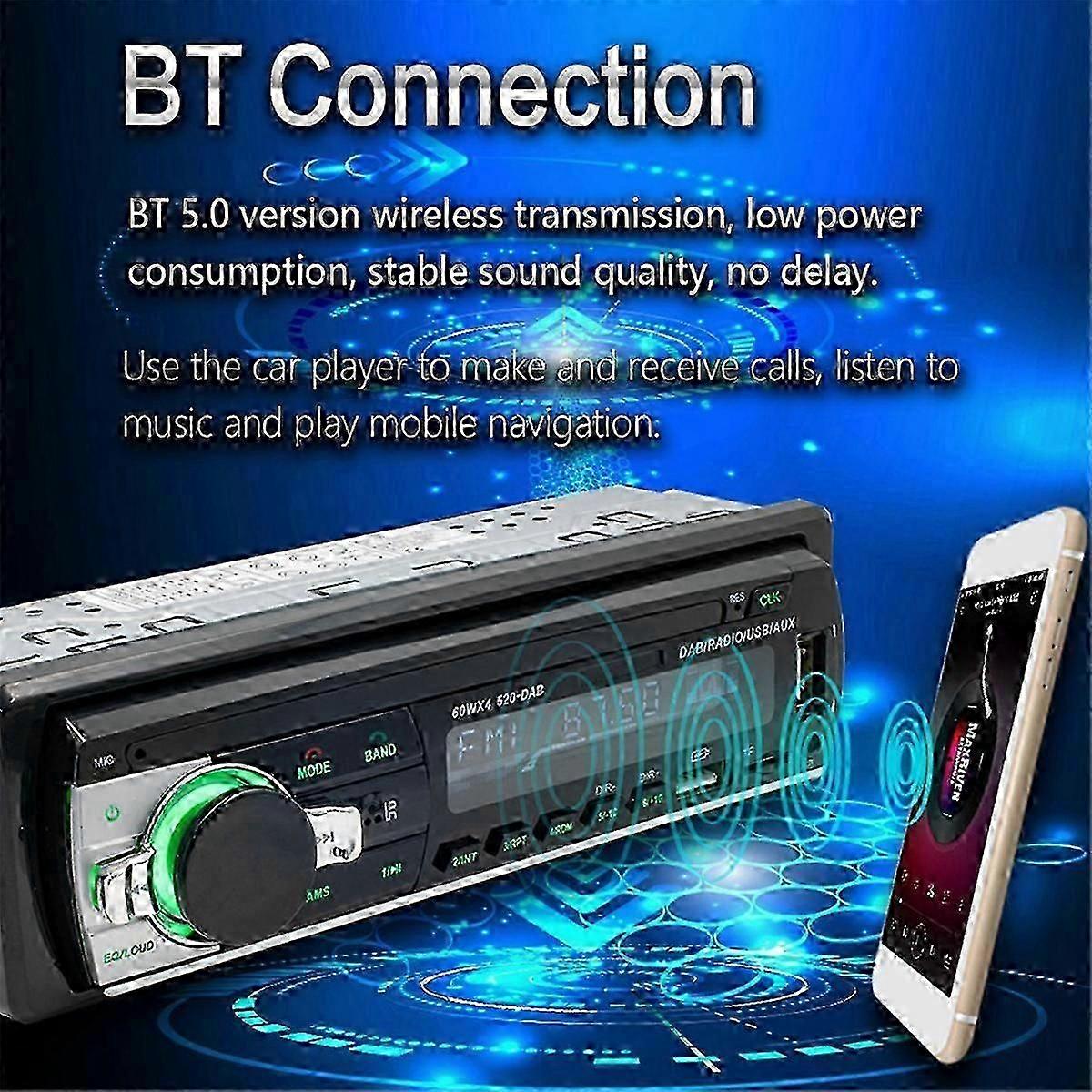 Modern DAB+ Car Stereo with Bluetooth/MP3 - 12V 1Din AM/FM Receiver (Model JSD-520)