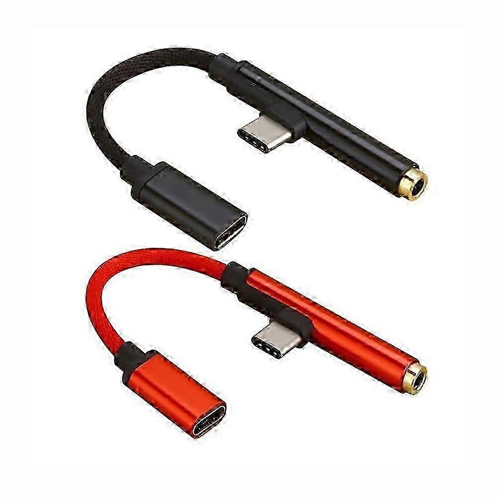 Archer 2 in 1 Type-C to USB-C 3.5mm Jack Aux Cable Adapter Headset Phone Converter