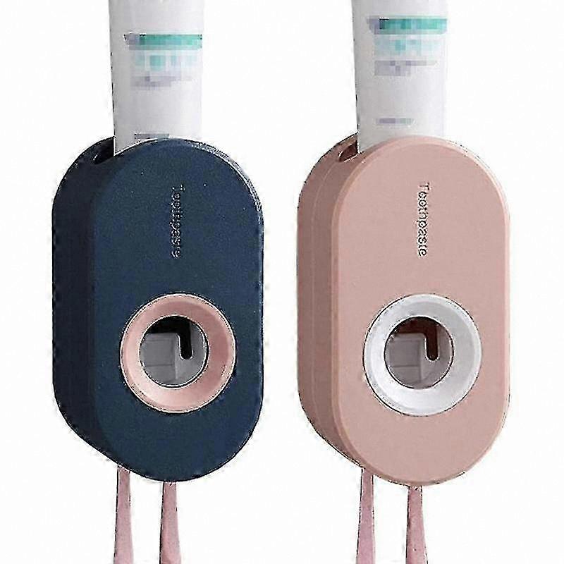 2-Pack Toothpaste Dispensers, Automatic Plastic Shelf for Bathroom or Kitchen, Waterproof & Dustproof (Pink)