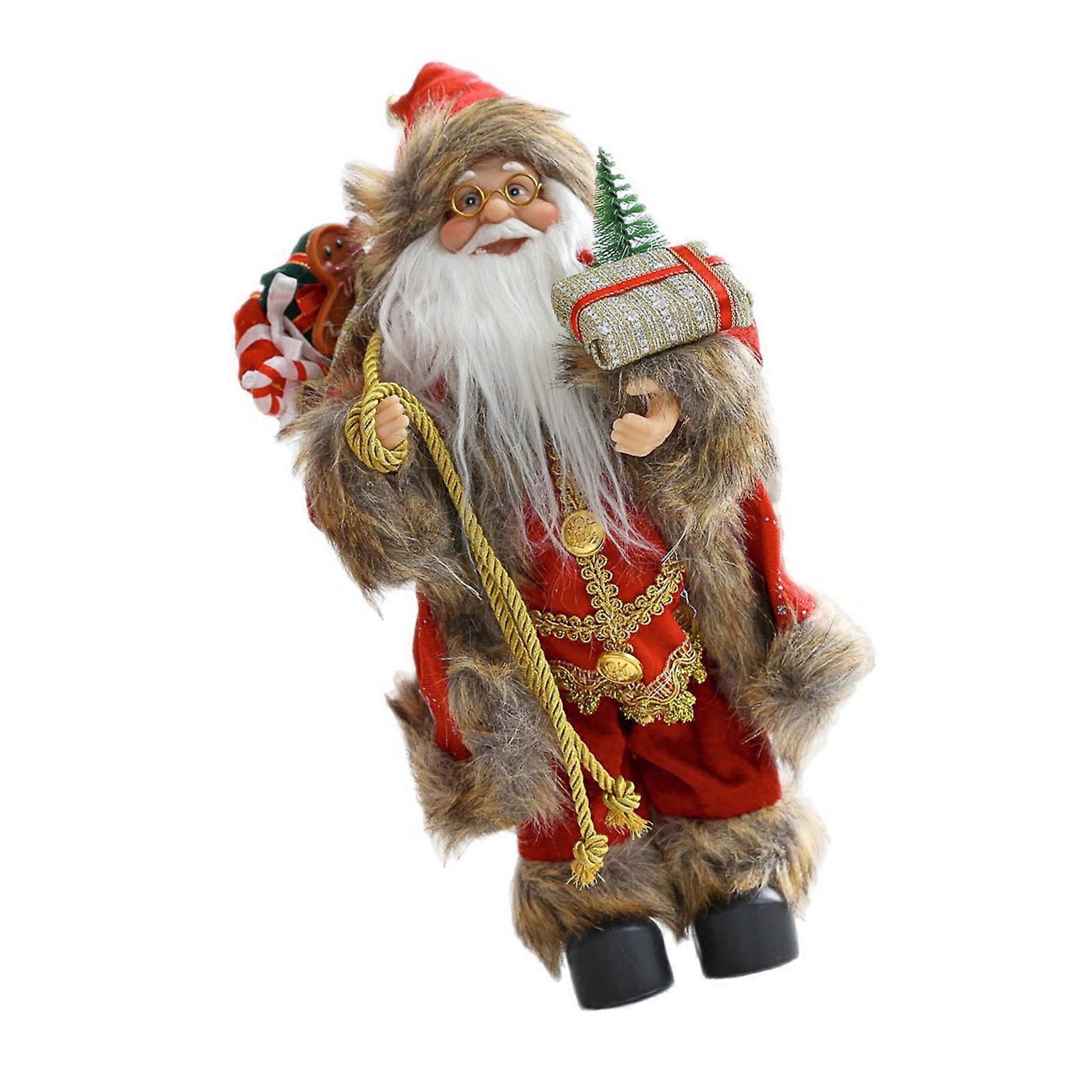 Red Santa Doll Home Decoration Soft Fabric Finish Christmas Figurine For Windowsill Figurine Display Multicolor