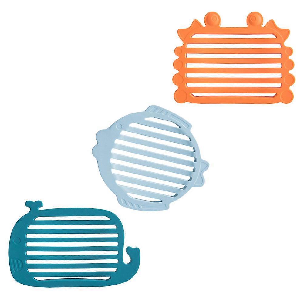 Creative Silicone Soap Pad Hollow Design for Bathroom Use Assorted Color Water Filtration Effect 3Pcs
