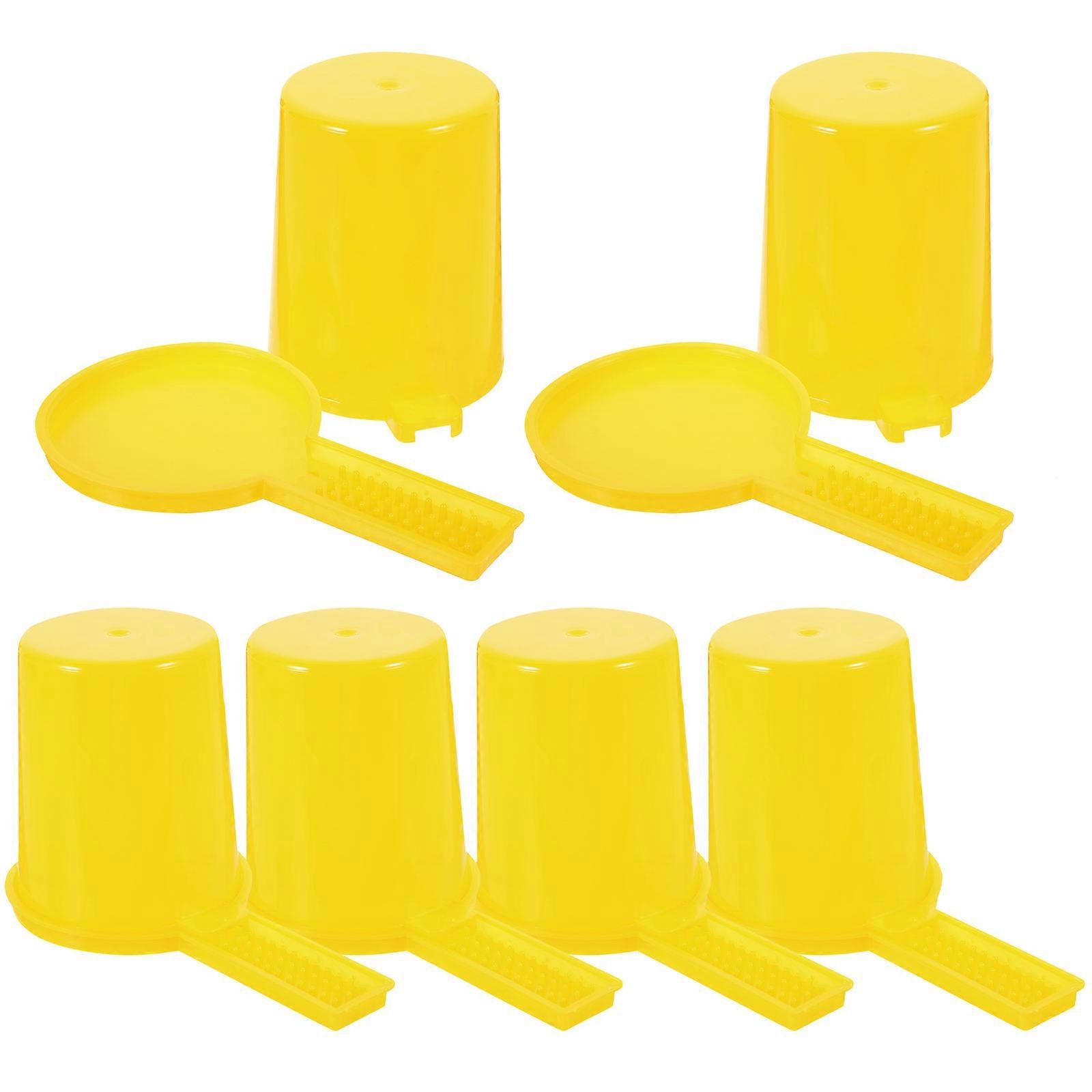 Bee Watering Feeder Beehive Bees Plastic Yellow for Feeding Bees 6Pcs