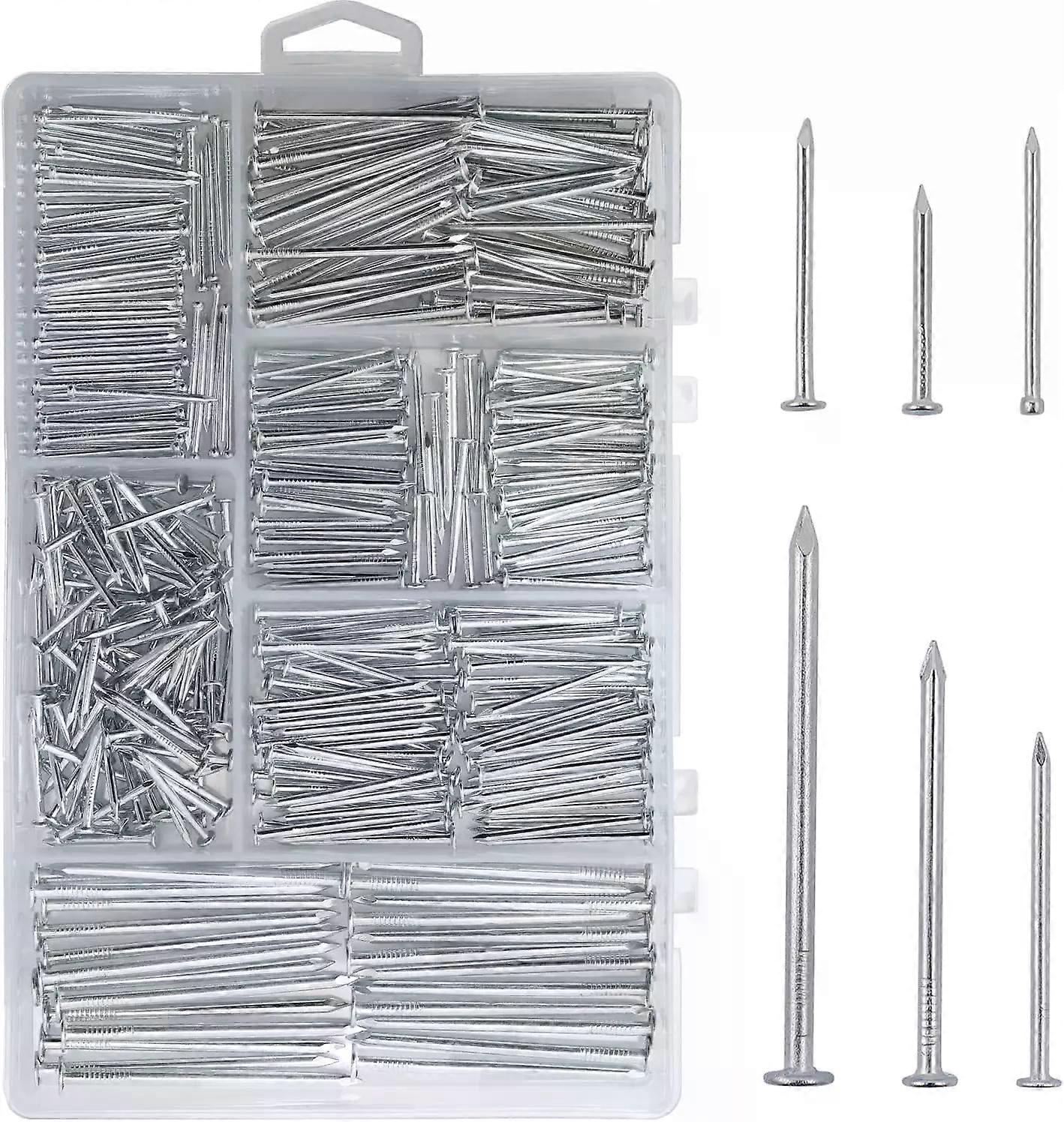 376Pcs Premium Hardware Nails Assortment Kit, Galvanized 6 Sizes Maximum 2 Inches