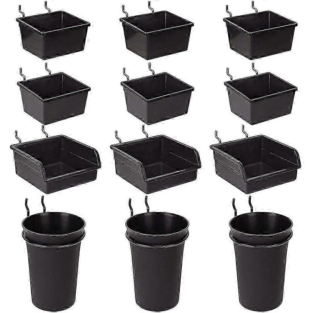 Pegboard Bins with Hooks & Loops: 12-Pack Organizer for Tools and Accessories Storage