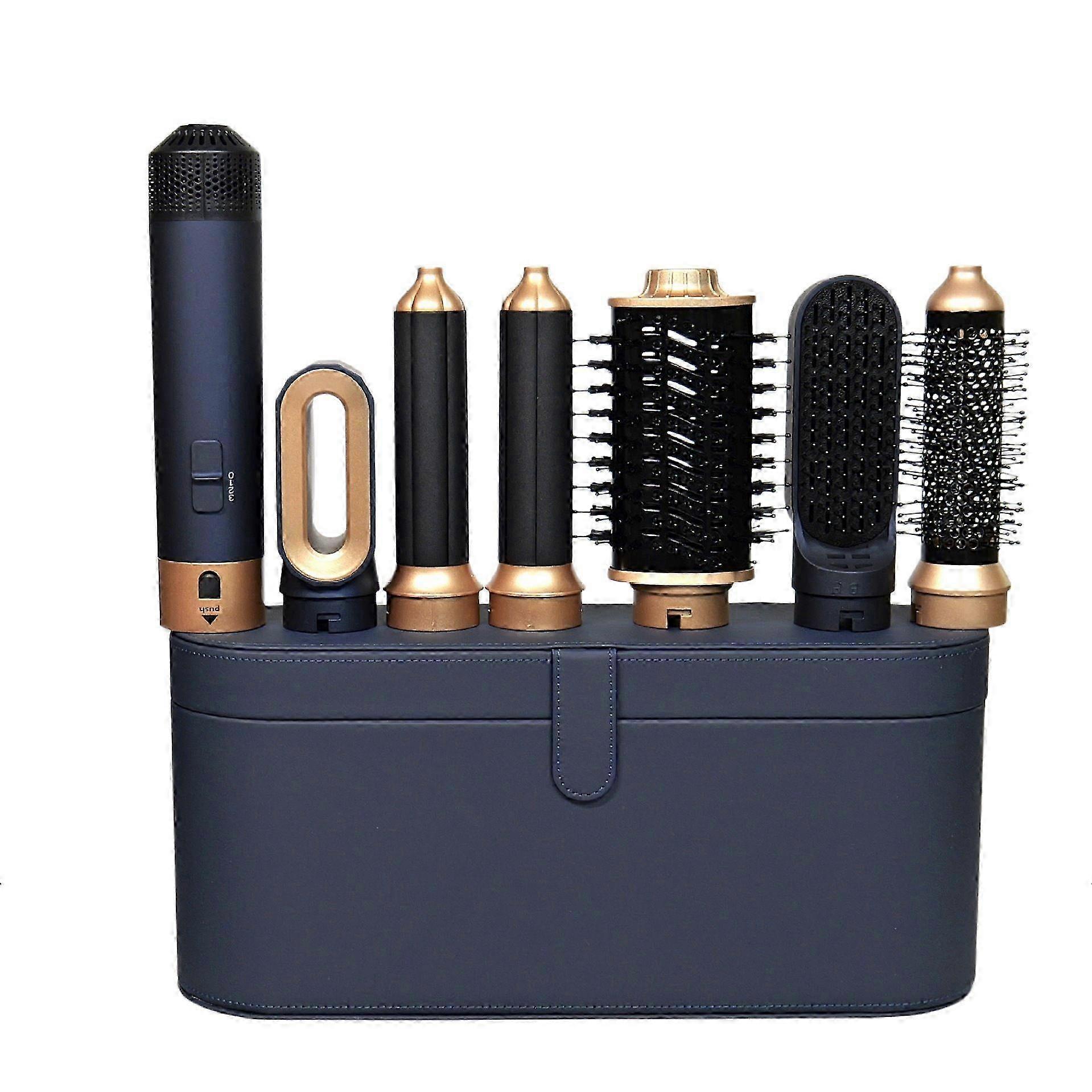 WT928 Kompletní stylingová sada 6 v 1: Auto Wrap hřeben na úpravu vlasů s koženým pouzdrem pro všechny styly