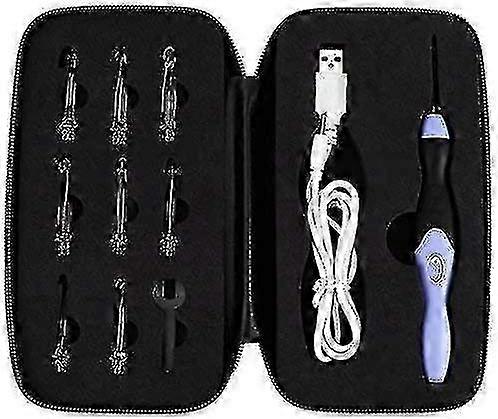 9-in-1 LED Crochet Hook Set with 9 Interchangeable Heads for Knitting Needles and Sewing Tools (Purple)