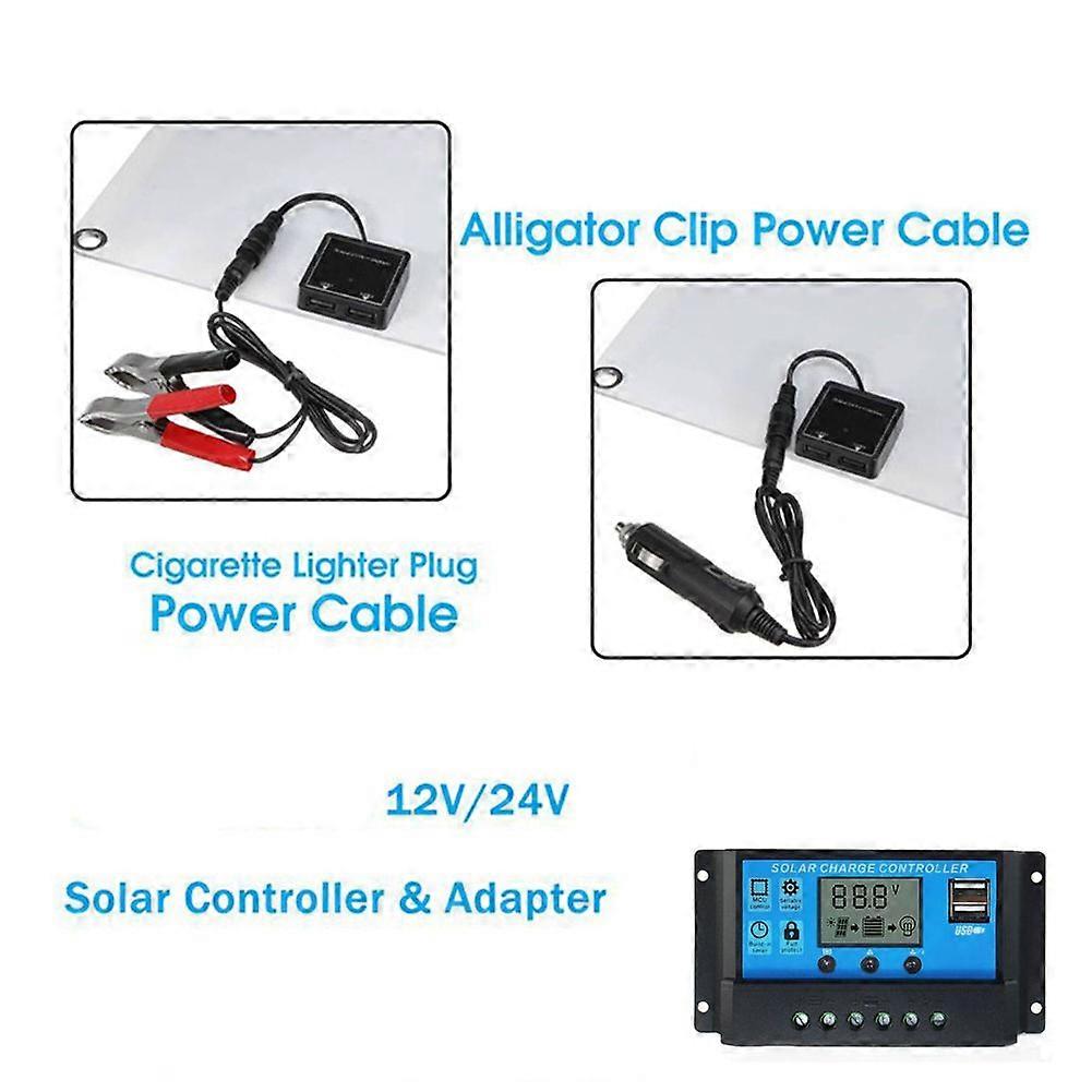 18V 25W Monocrystalline Solar Panel Kit Dual USB Cellphone Recharger Outdoor Camping Waterproof with 12/24V 100A PWM Solar Controller for RV Marine