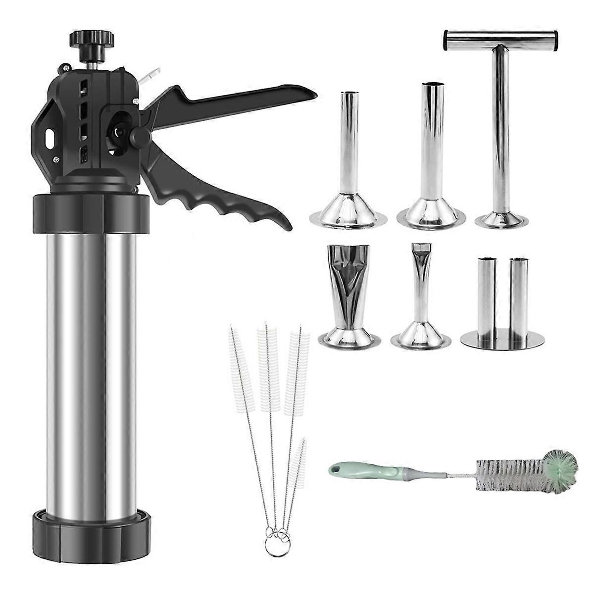 Sausage Maker Machine Stainless Steel Sausage Jerky Maker with 5 Nozzles Brushes Meat Pusher for Kit
