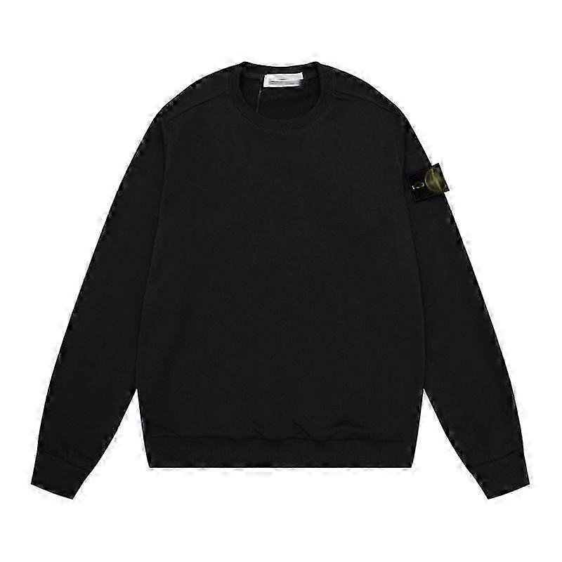 Classic Stone Correct Version Solid Color Round Neck Badge Long Sleeve Men And Women Same Style Sweatershirt Island Couple