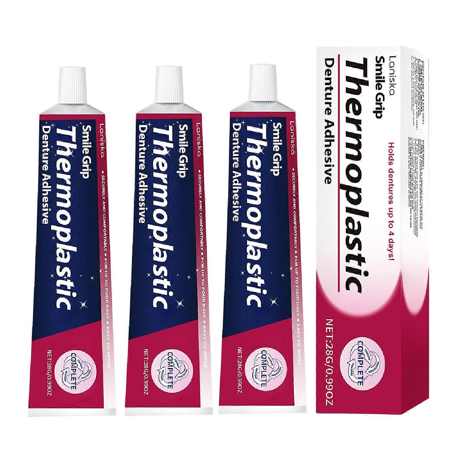 Thermoplastic Denture Adhesive, Refits and Tightens Loose Upper and Lower Dentures and Partials | Non-Glue Adhesive