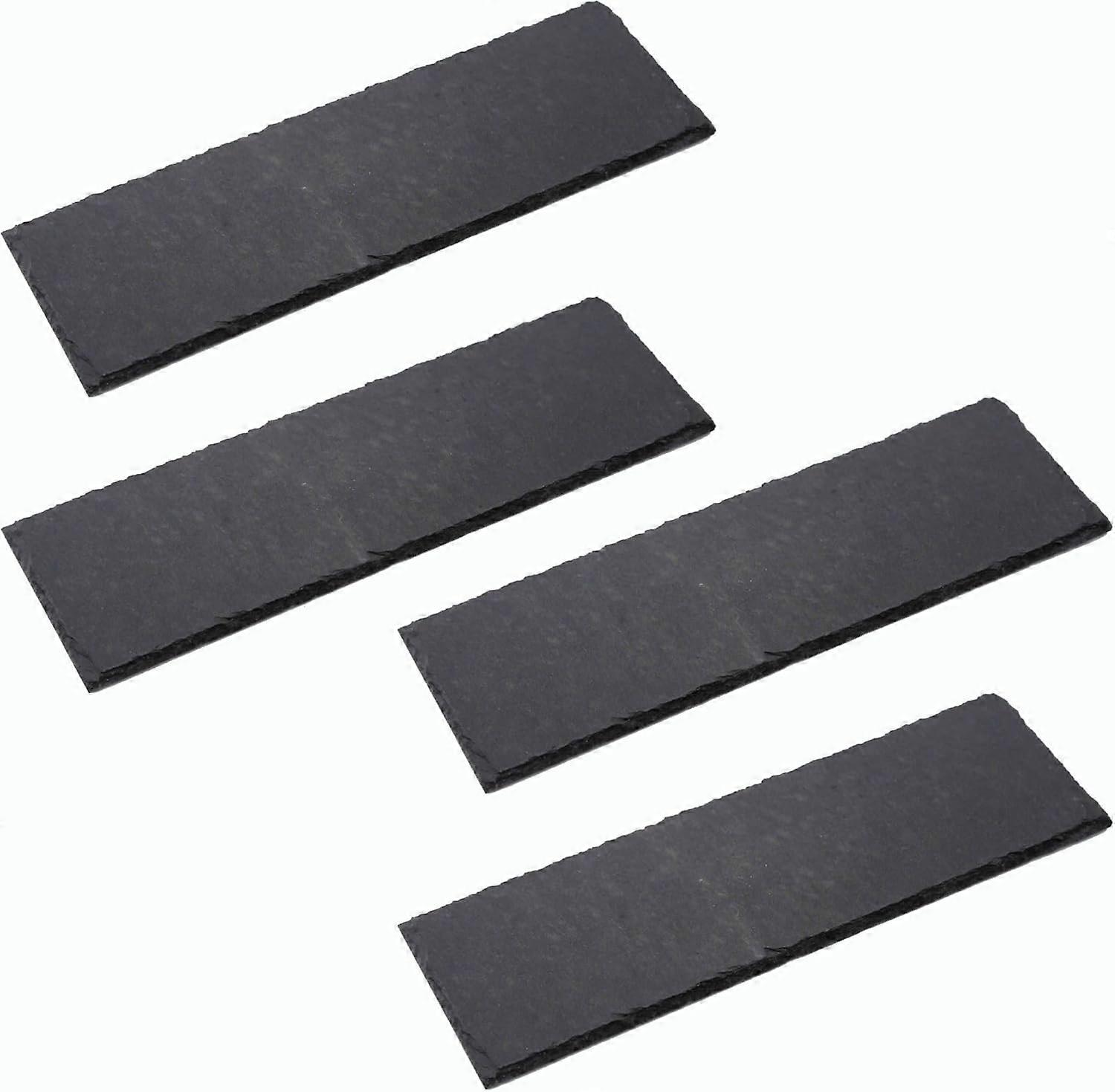 4x Schieferplatten I rechteckig I 40x15x0,5 cm I Sushi Servier Set Servierplatte schwarz Steinplatte Slate Plate Käsebrett