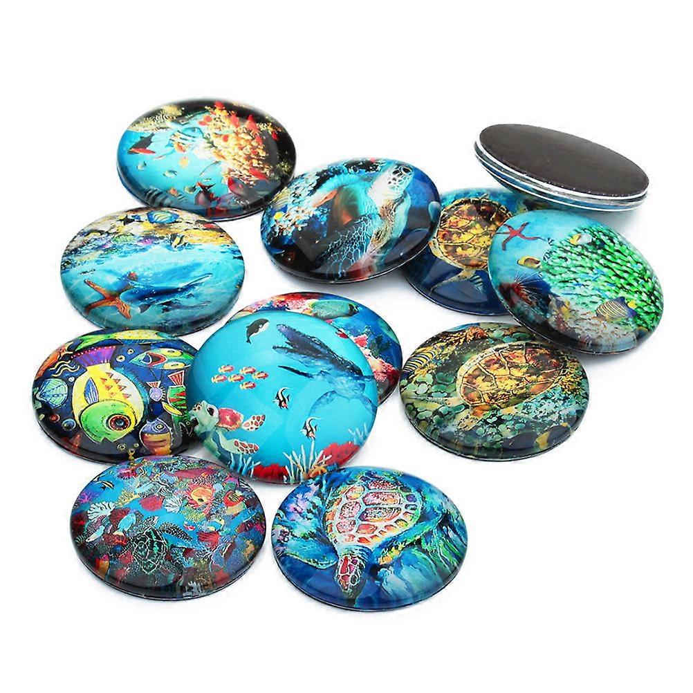 12mm Round Ocean Style Glass Patches For DIY Crafts Creative Use 20Pcs Delicate Colored Ocean Patterns