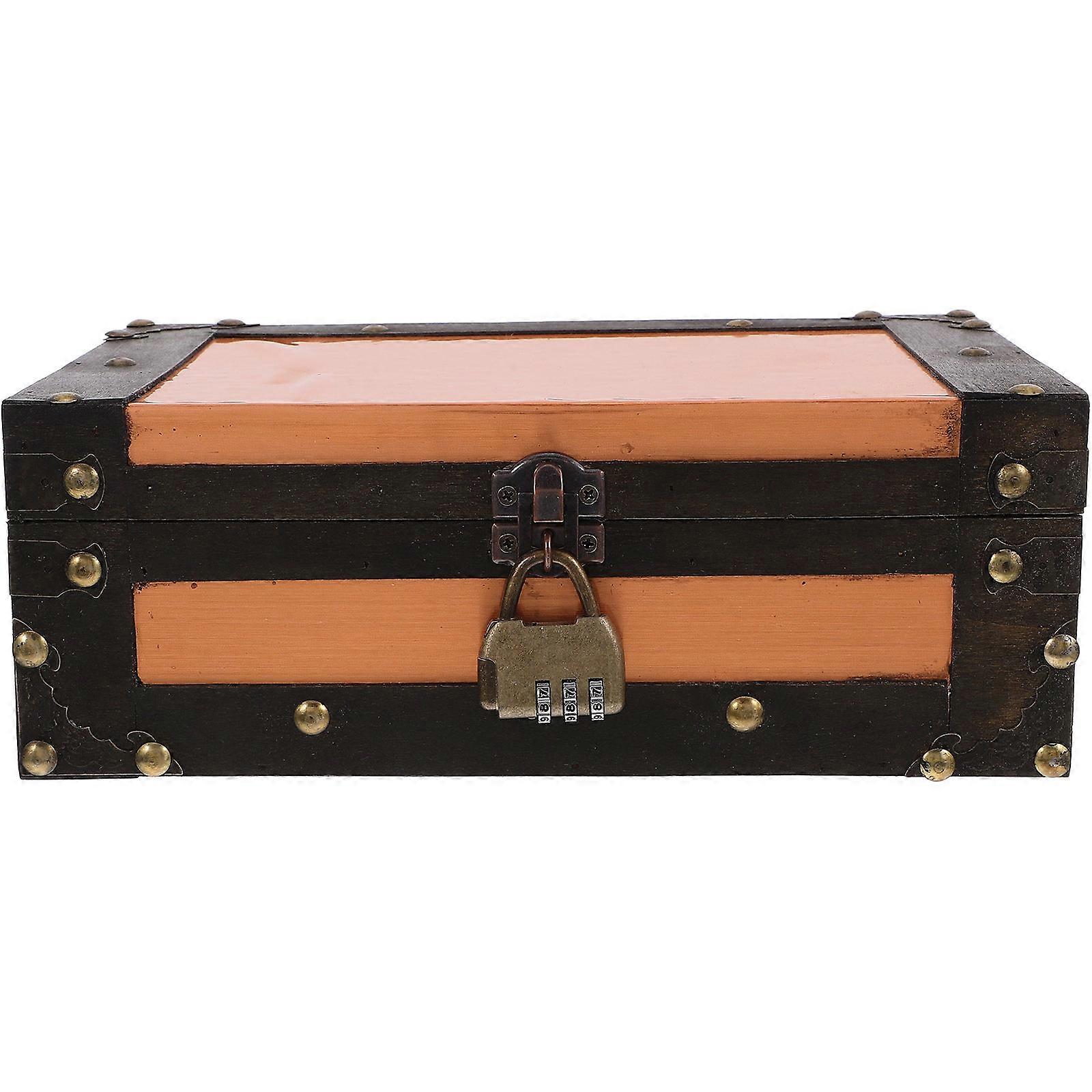 Vintage Wooden Storage Box with Lock for Safekeeping Small Items and Cards Multi Functional
