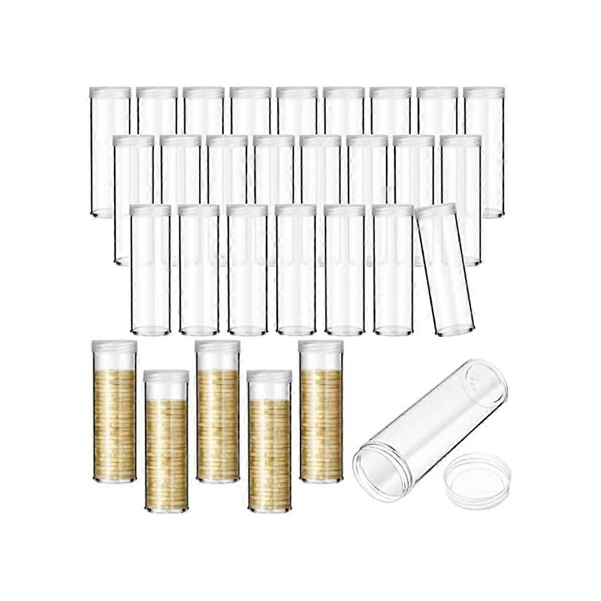 30Pieces Coin Storage Tube Penny Coin Tube Coin Organizer with Screw on Lid for Coin Collection Sup