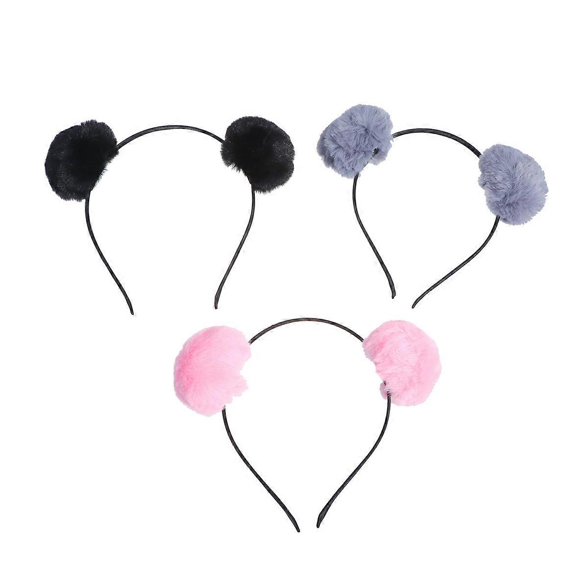 Fluffy Ball Headwear for Decoration 3Pcs Assorted Colors Pack