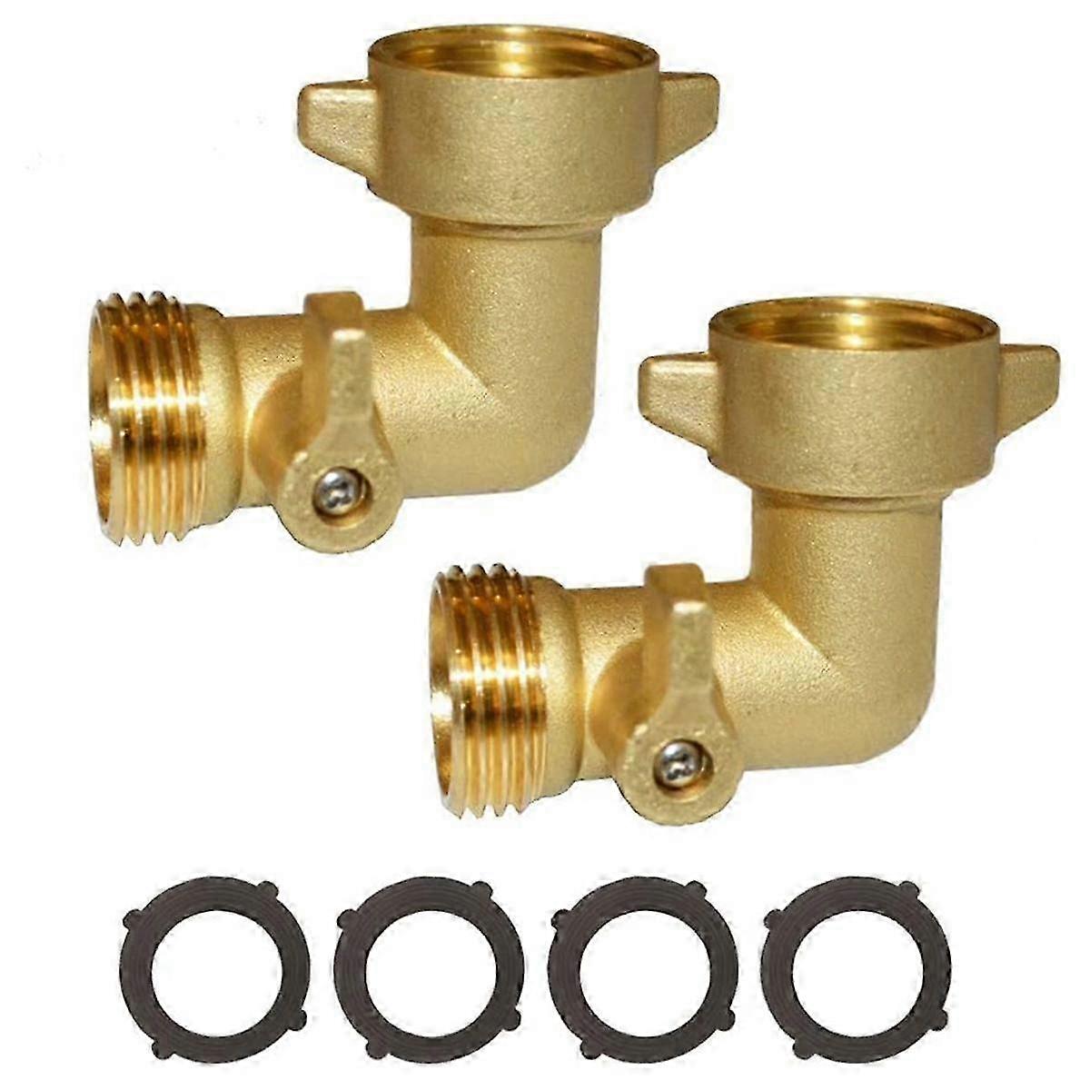Copper Hose Elbow Adapter with 90-Degree Shut-Off Valve for 3/4 Inch US Garden Hose Connection
