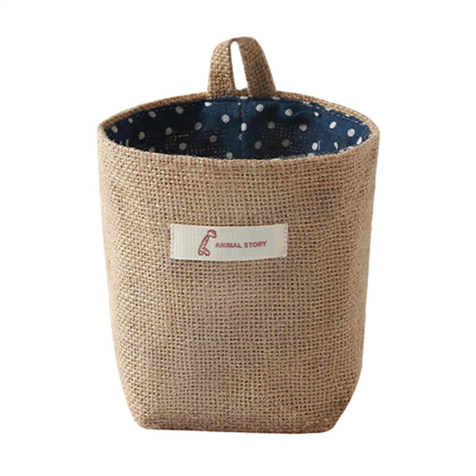 Wall Storage Bin Wall Organizer Basket Decorative Wall-Mounted Rack For Entryway Dormitory Dark Blue Dots