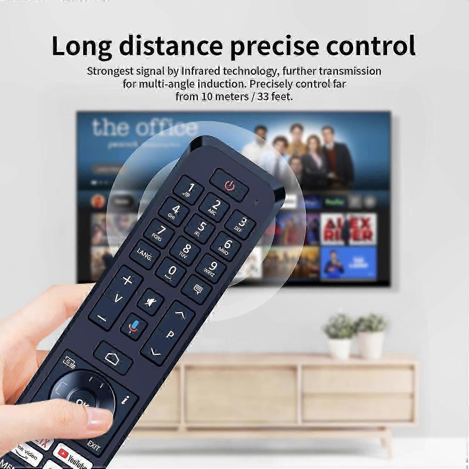 Universal Infrared TV Remote Control for Toshiba, 1-10m Range, Non-Voice Replacement Controller