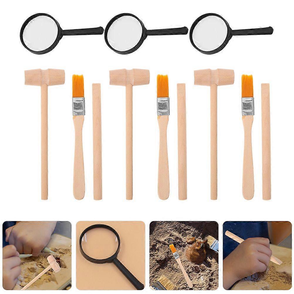 3 Sets of Toddler Science Kit And Wood Dinosaur Digging Kit With Kids Toy Chisel Wooden Educational Tools And Digging Toys For Kids