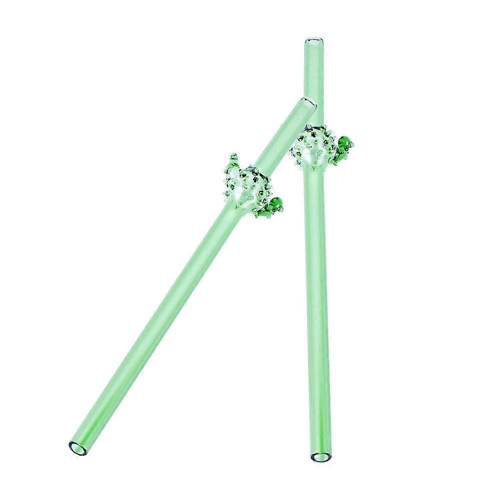 Glass Straw Reusable Beverage Straw for Drinking Use 2Pcs Green Design