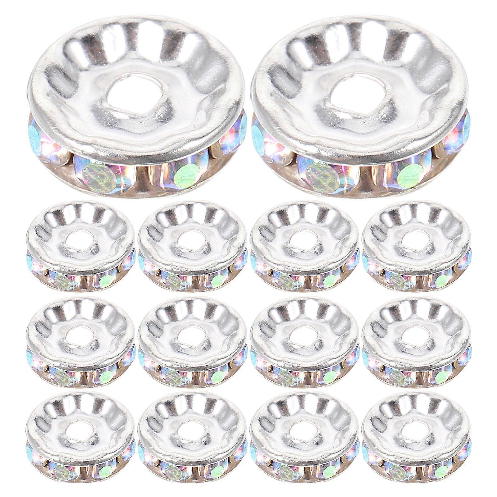Large Hole Rhinestone Spacer Beads 100Pcs 10Mm Round Beads For Jewelry Making Multi Color Adding Sparkle