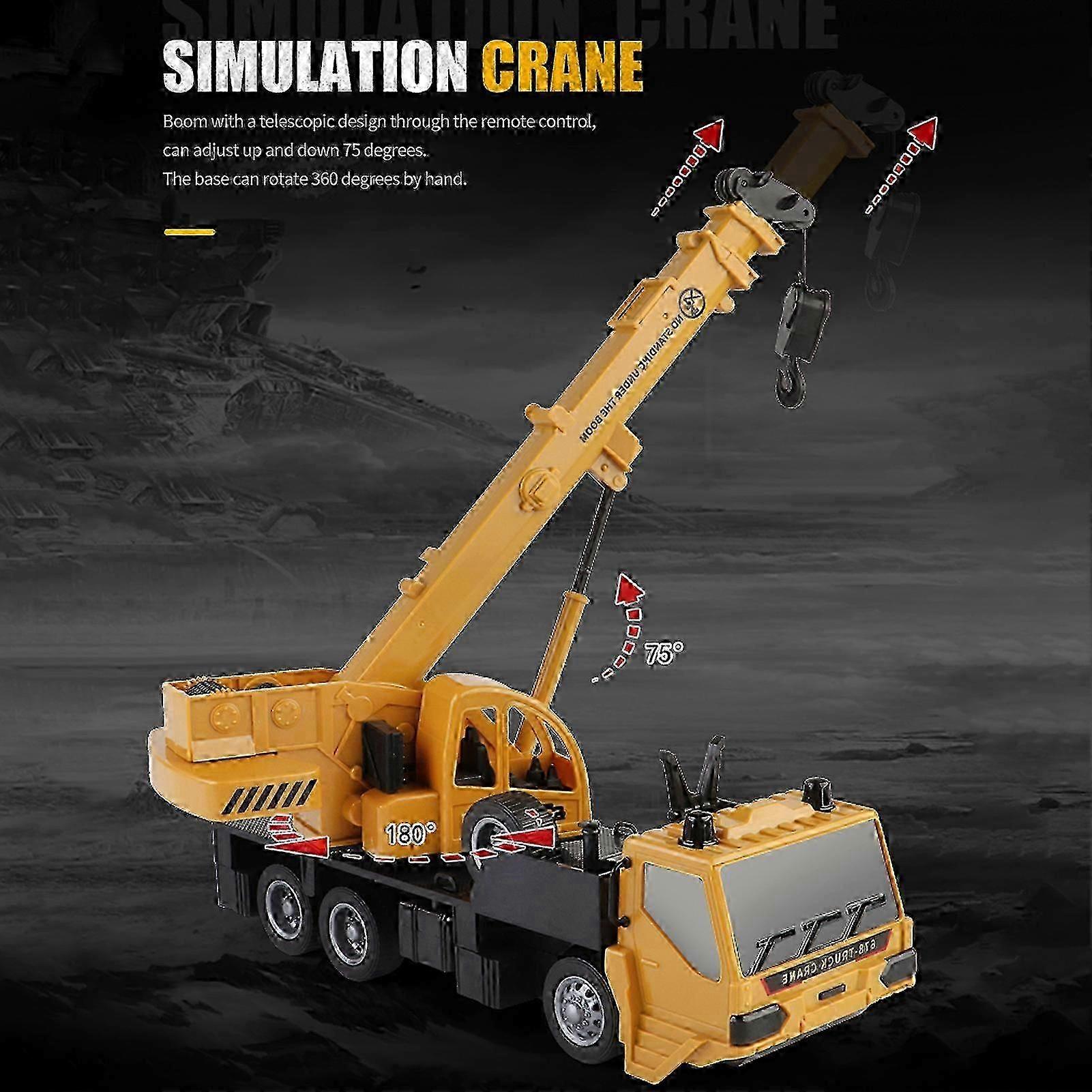 Remote Control Crane Toy, 2.4GHz 6 Channels, Lighted Rechargeable Engineering Vehicle Set