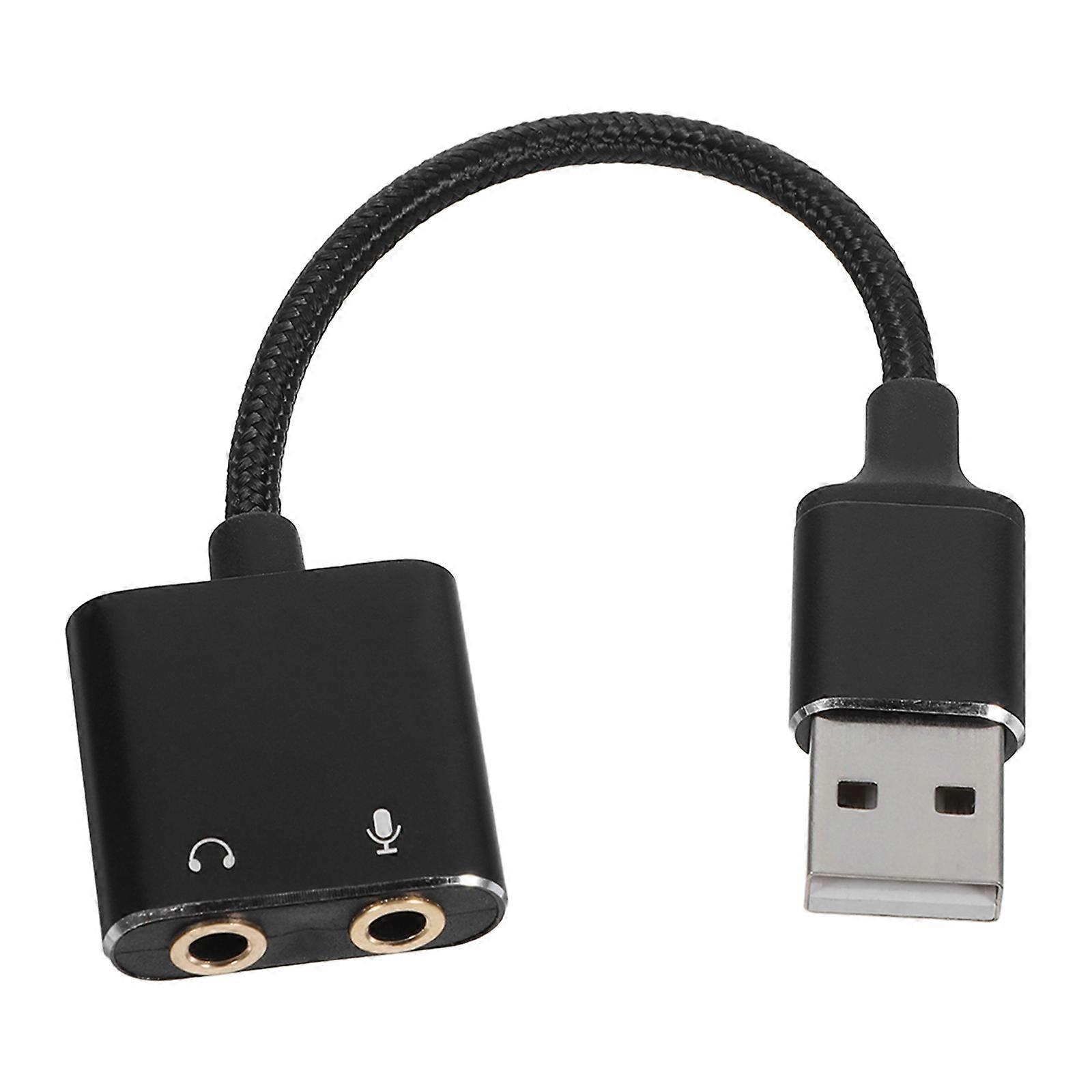 External USB Sound Card Adapter for Pc with Headphone Splitter Cable 5Pcs