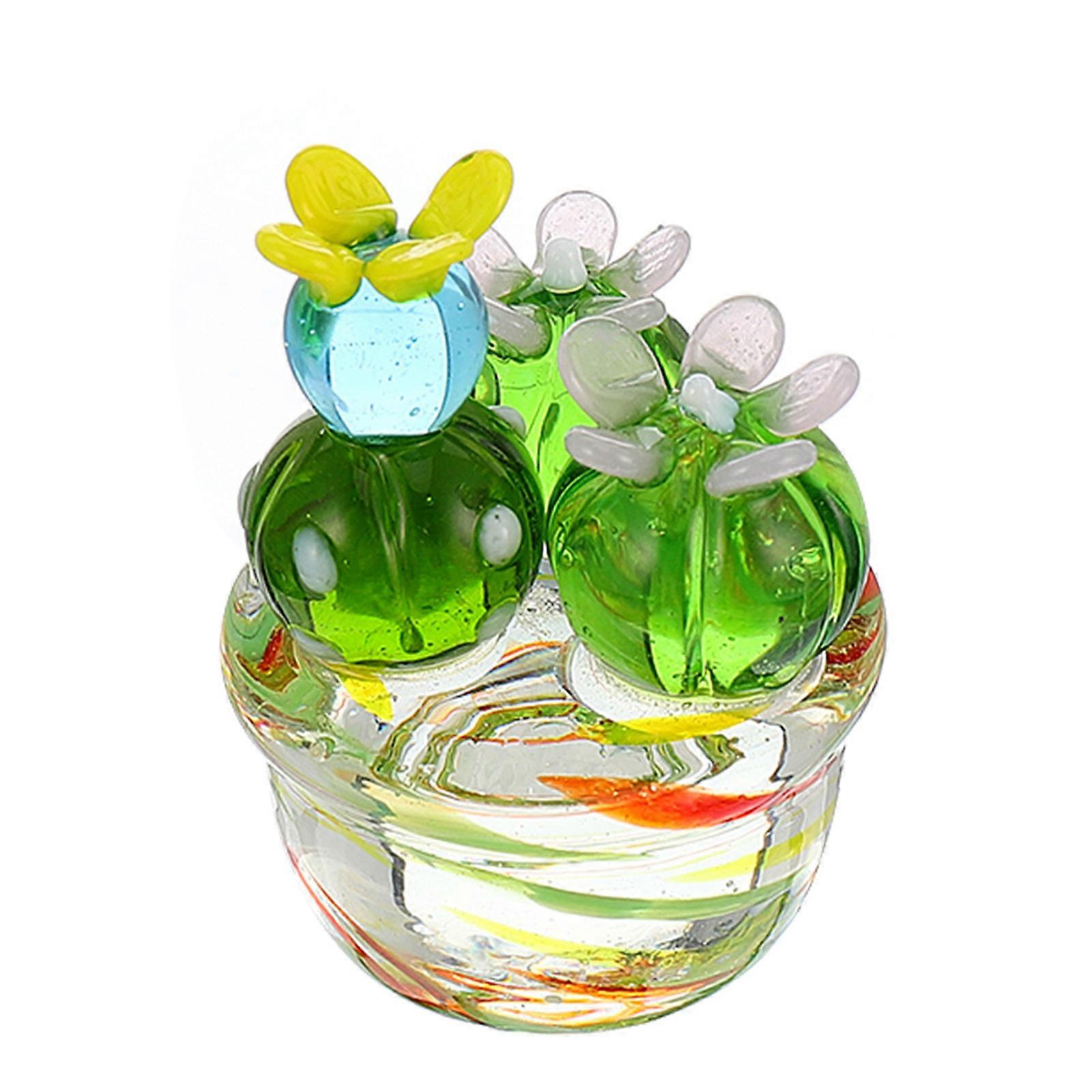 Cactus Adornment Glass Ornament for Indoor Decoration 1Pcs Desktop