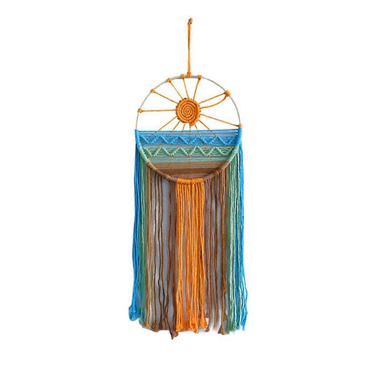 Sunrise and Sunset Wall Hanging Cotton Rope Handmade Woven Tapestry A