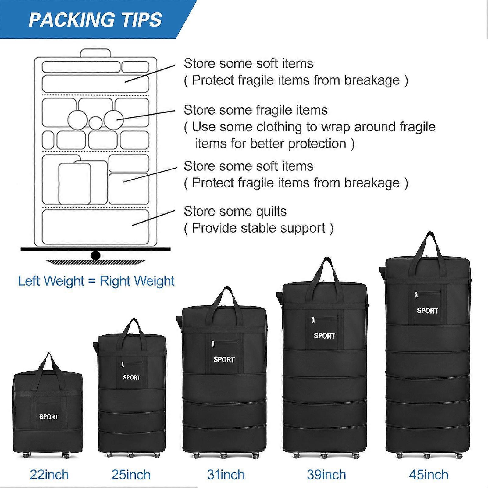 Expandable Suitcase Bag Foldable Rolling Luggage Bag for Travel Business