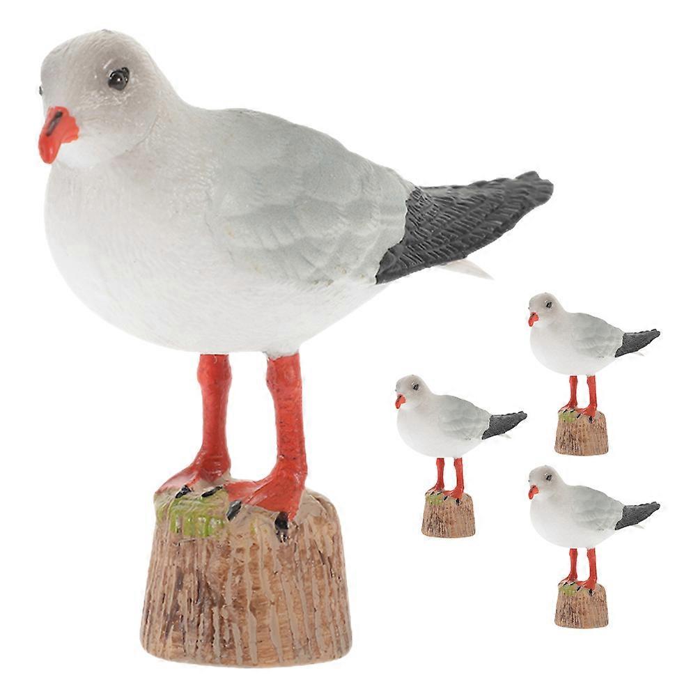 4Pcs Plastic Seagull Statue for Home Desktop and Garden Decorative Use