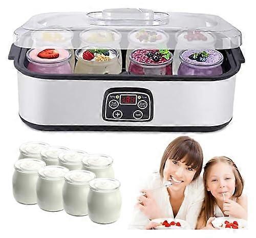 Electric Yogurt Maker With 8 Glass Jars, 1400ml, LCD Display, Adjustable Time, Probiotic Yogurt Maker, Easy Cleaning