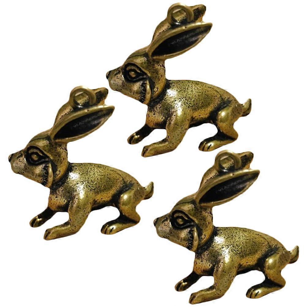 Small Copper Rabbit Charm Pendant for Hanging 9Pcs Retro Decoration