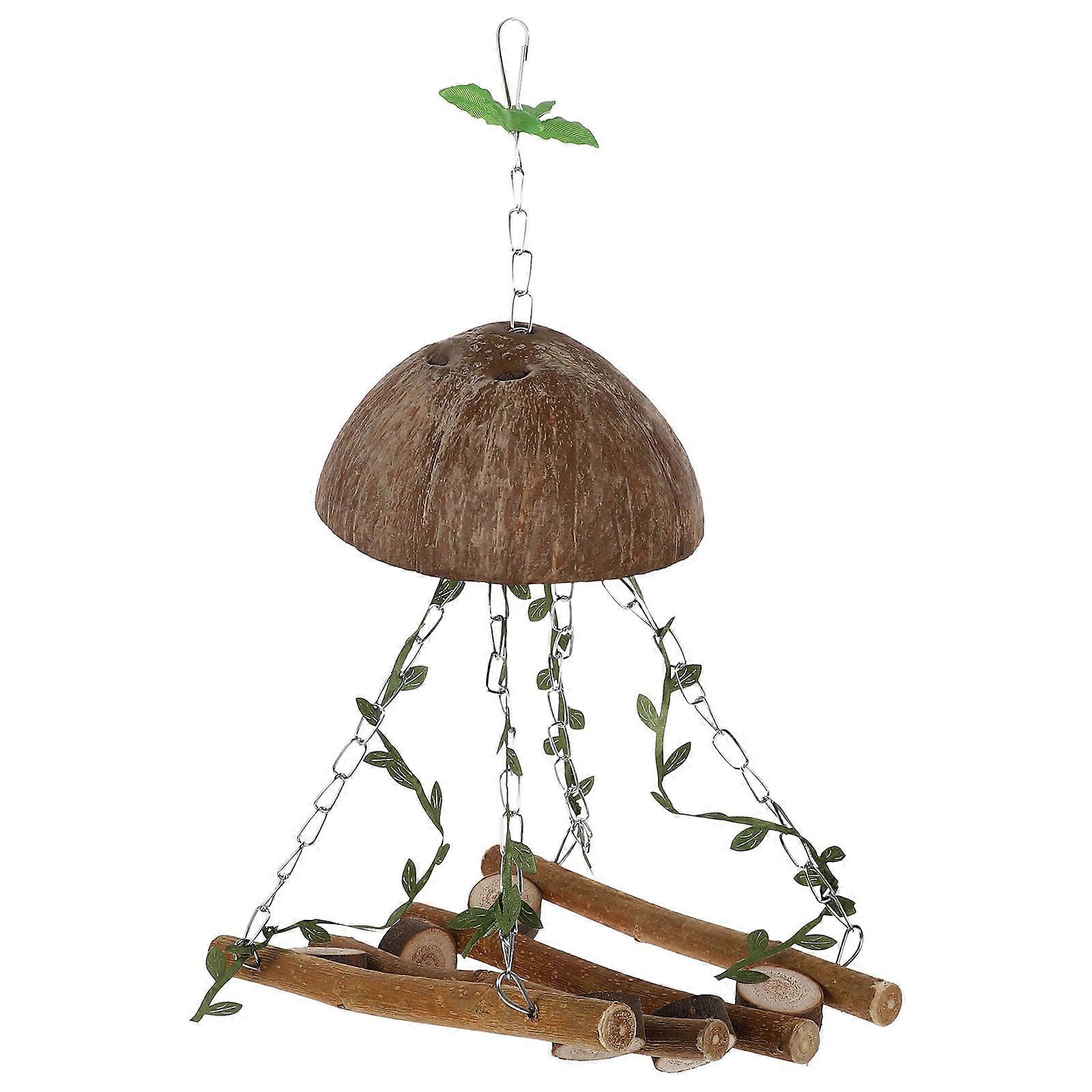 Parrot Perch Bird Toy Hanging Swing for Cage 2Pcs Wooden Standing Nest