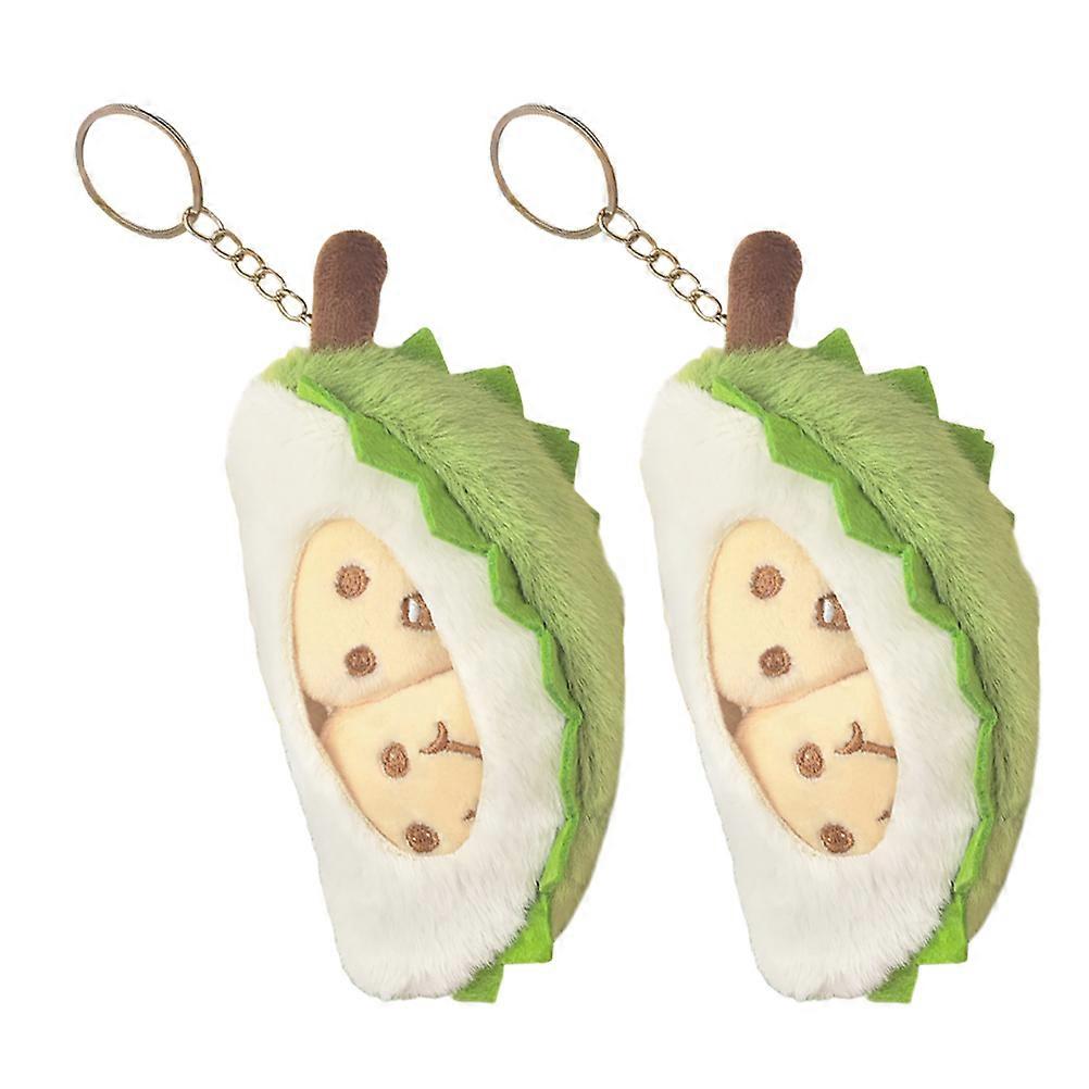Soft Plush Fruit Keychain Pendant for Decor 2Pcs Green Cute Cartoon Bag Charm