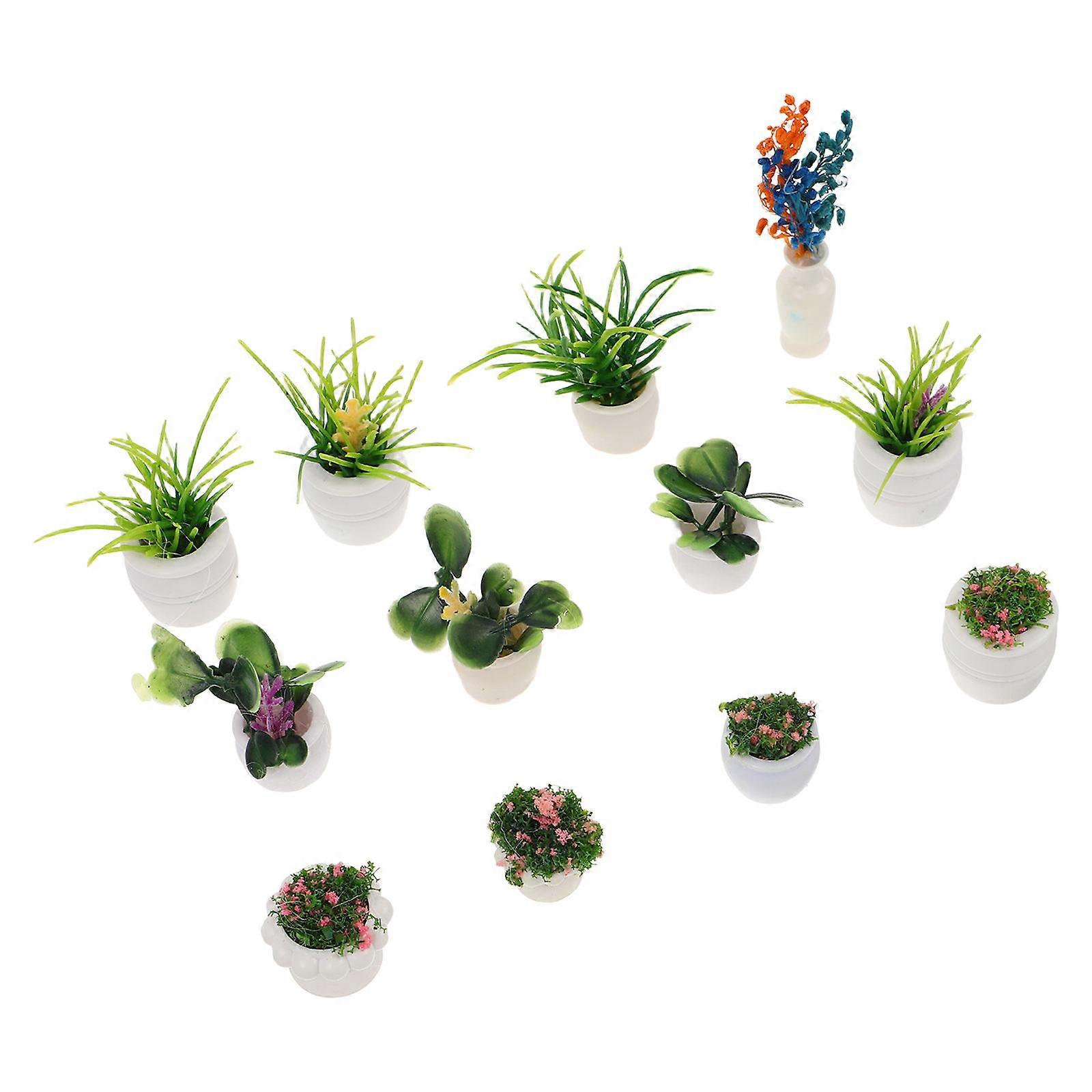 48 Pcs Miniature Bonsai Fake Flowerpot Assorted Color Perfect For Miniature Settings Easy Maintenance Realistic Style