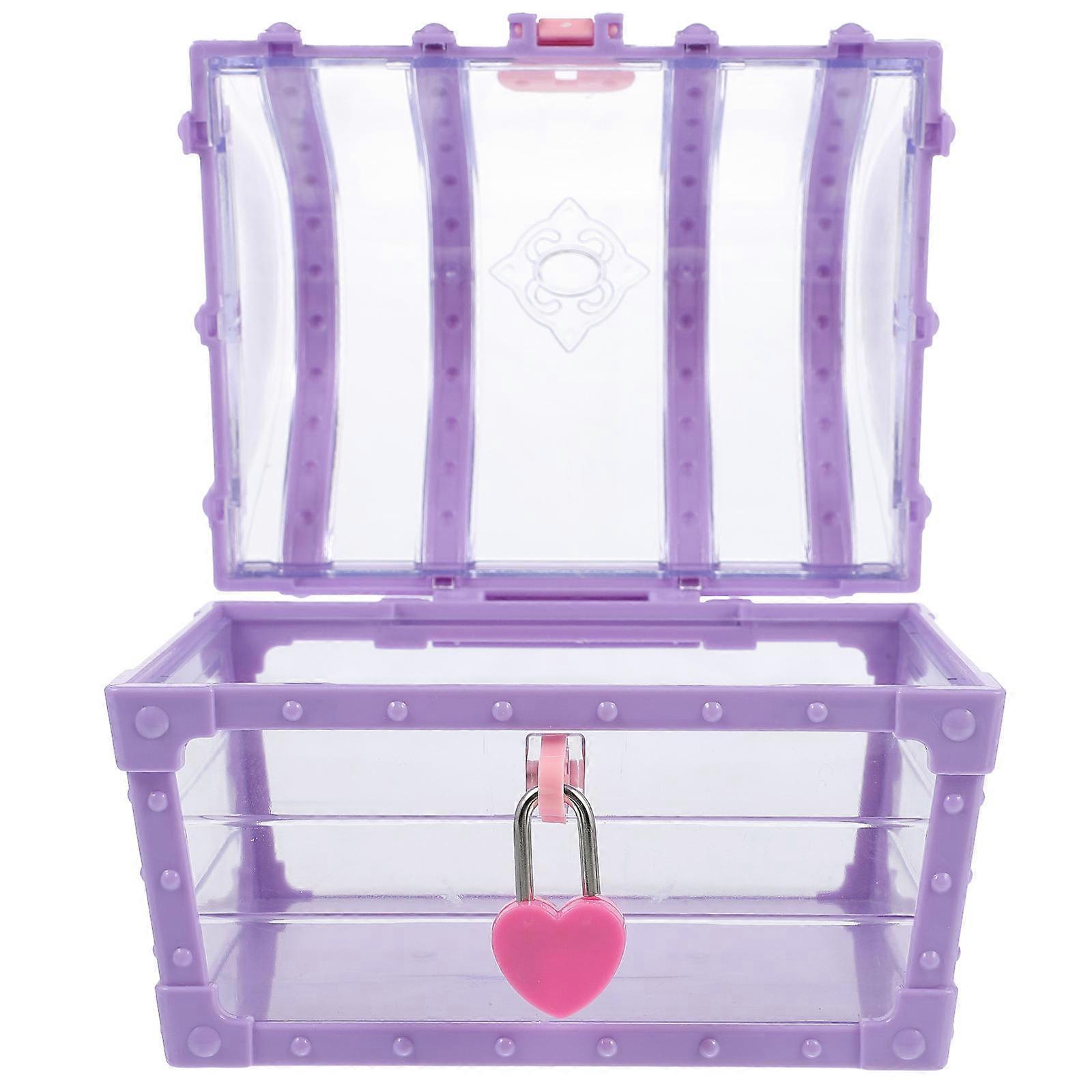 Children Storage Box with Lock for Storage 3Sets Purple Jewelry Container