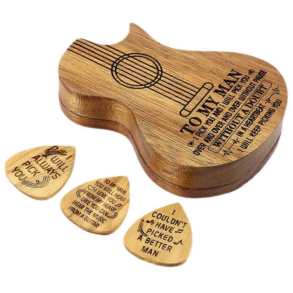 Guitar Shaped Pick Case For Musicians Suitable For Storage And Organization With Brown Color 2 Sets