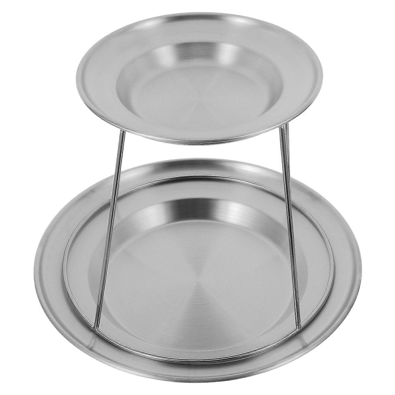Rectangular Double Layer Metal Plates For Eating Seafood Display Stand 17cm Elegant Design 1 Set