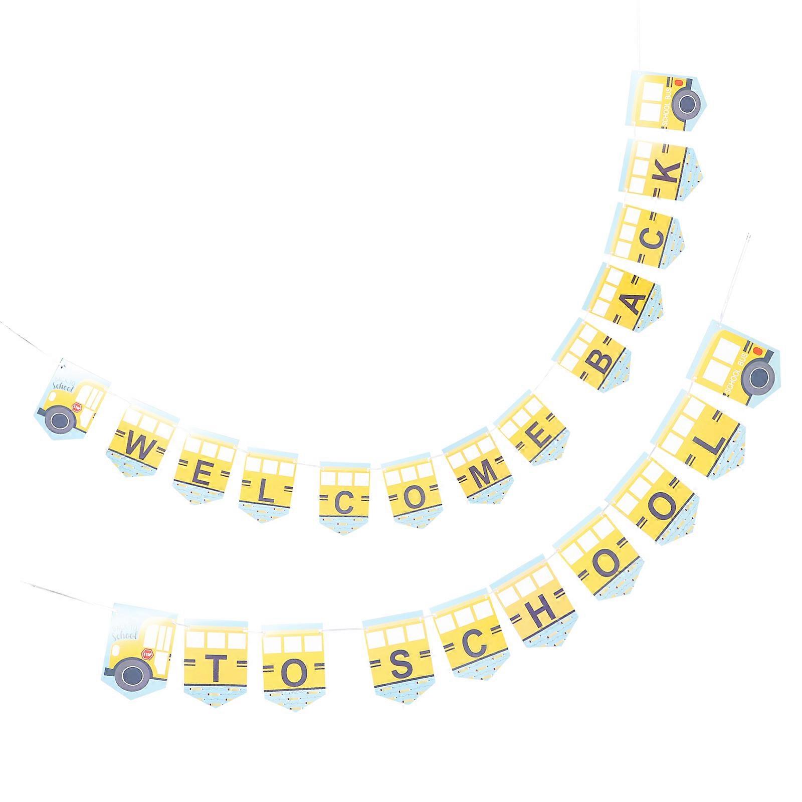 Back to School Banner Party Banner for Classroom Decorations 2Sets
