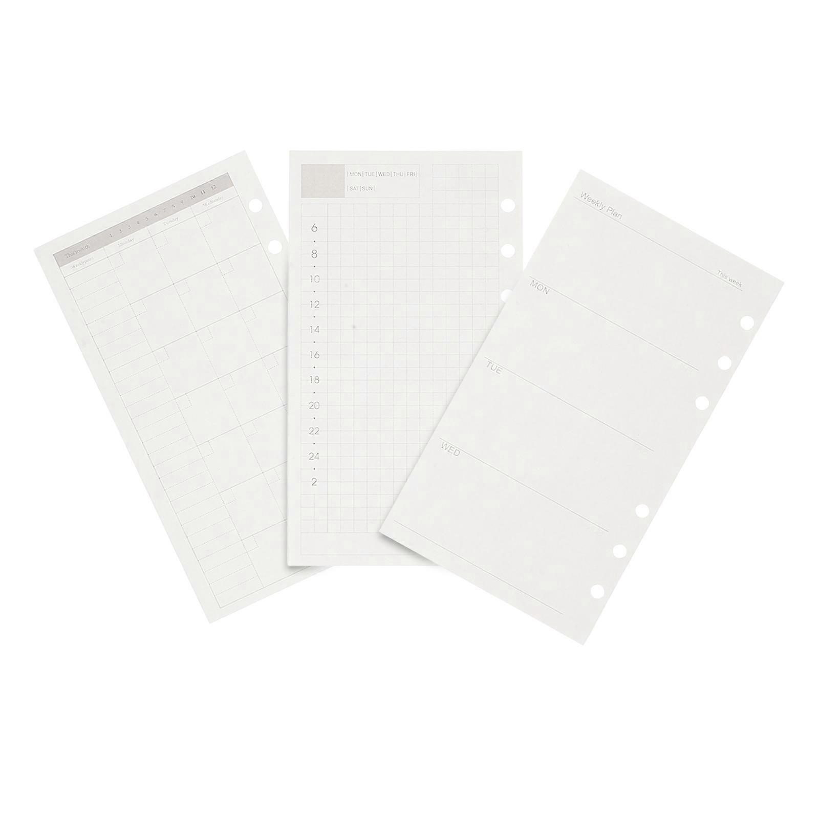 Undated Planner Insert Refills Paper for Writing 15Pcs 6-Hole Loose Leaf