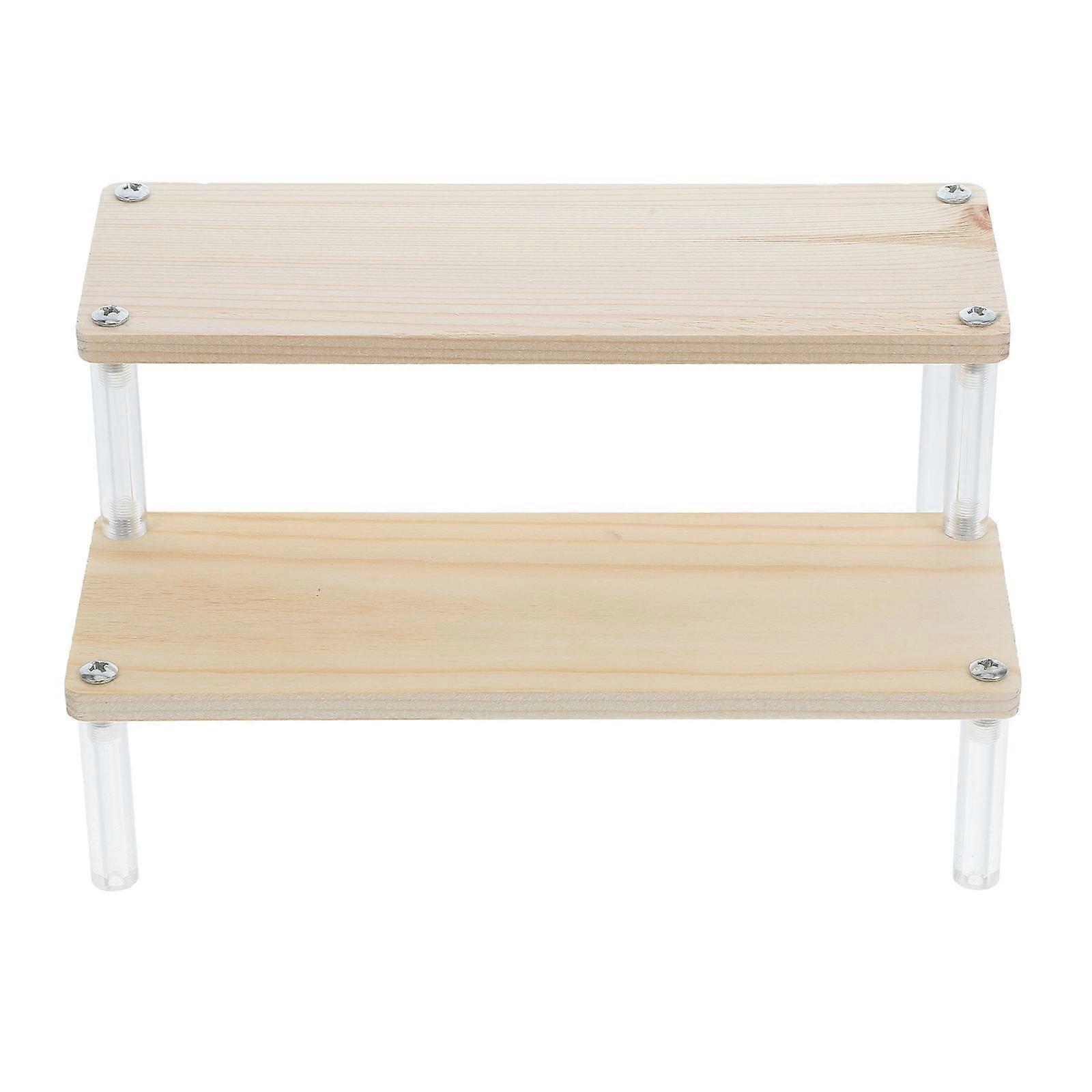 Tiered Display Riser For Perfume Makeup And Accessories Suitable For Dresser Organizing Beige Acrylic Material 2Pcs