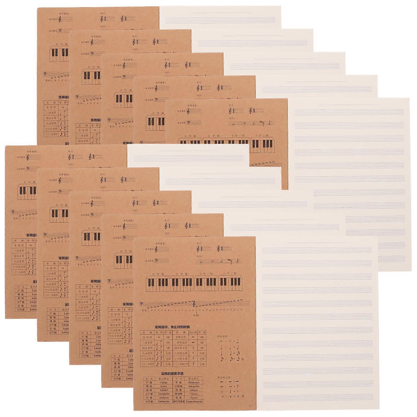 Songwriting Book Staff Music Paper Book for Composers Khaki Material for Composition 10Pcs